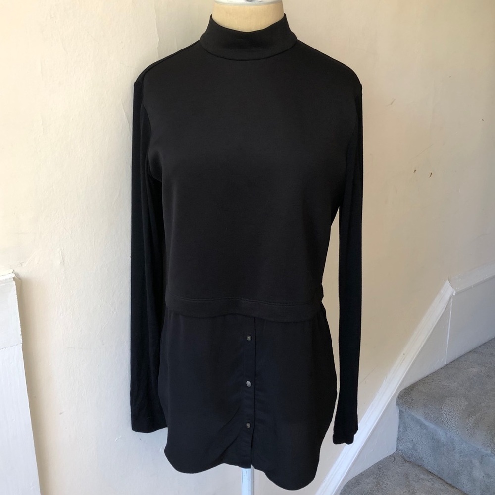 Nicole Miller Neoprene Mock Neck Layered Blouse